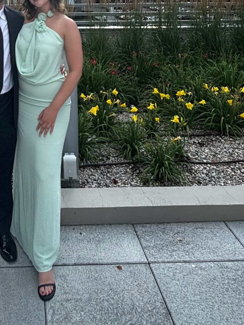 Meshki Rosalia Cowl Neck Mint Green Halter Maxi Dress with Rosette Detail - Picture 2 of 2